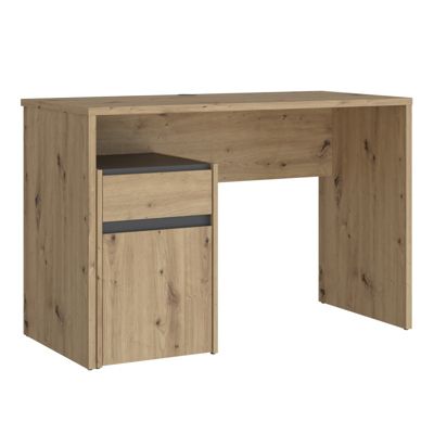 Bureau 110 cm et caisson décor bois chêne et gris foncé mat - ODYSSÉE