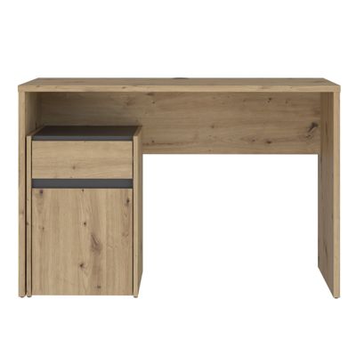 Bureau 110 cm et caisson décor bois chêne et gris foncé mat - ODYSSÉE