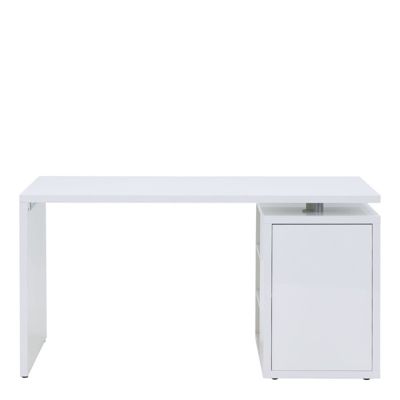 Bureau 140 cm blanc laqué avec rangements - SNOW