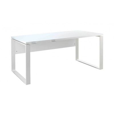 Bureau 170 cm blanc laqué et pieds métal blanc - NET