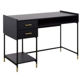 Bureau 2 Tiroirs Design "Tedy" 110cm Noir