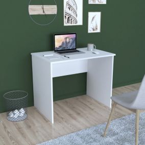 Bureau Aardal panneau de particules 90 x 60 x 74 cm blanc en.casa