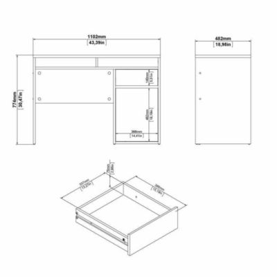Bureau Abbadu, un tiroir 110x48x77h cm Noir