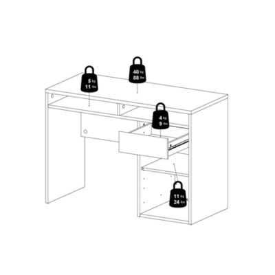Bureau Abbadu, un tiroir 110x48x77h cm Noir
