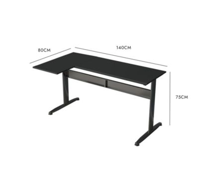 Bureau Acua, Bureau d'angle, Bureau polyvalent, Bureau fixe peu encombrant, 80x140h75 cm, Noir