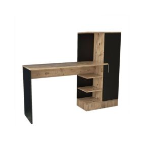 Bureau Ancha, Pupitre polyvalent, Table de bureau pour PC, Plan de travail, 152x40h120 cm, Chêne et Noir