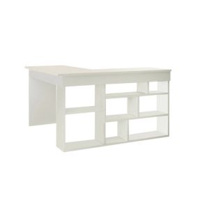 Bureau Angete, Pupitre polyvalent, Table de bureau pour PC, Plan de travail, 129x120h72 cm, Blanc
