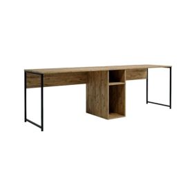 Bureau Annis, Pupitre polyvalent, Table de bureau pour PC, Plan de travail, 240x60h74 cm, Chêne