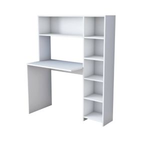 Bureau Arapaho, Pupitre polyvalent, Table de bureau pour PC, Plan de travail, 113x40h142 cm, Blanc