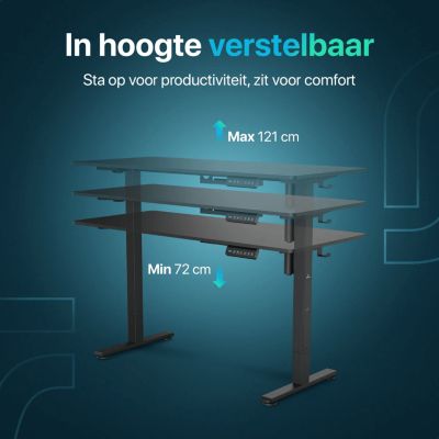 Bureau Assis-Debout, Electrique Réglable, Gaming, Avec Support Casque Et Gestion Des Câbles, 160x60cm, Noir