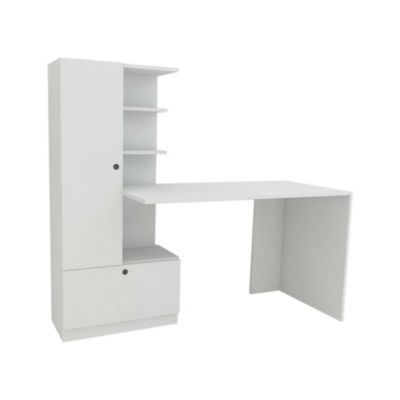 Bureau Astra, Pupitre polyvalent, Table de bureau pour PC, Plan de travail, 150x62h140 cm, Blanc