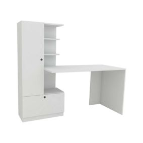 Bureau Astra, Pupitre polyvalent, Table de bureau pour PC, Plan de travail, 150x62h140 cm, Blanc