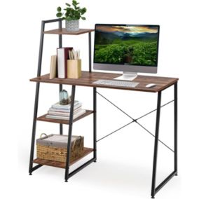 Bureau avec 3 Etagere Postes de Travail informatiques Style Moderne avec Cadre Robuste en Metal avec Coussinets de Pieds