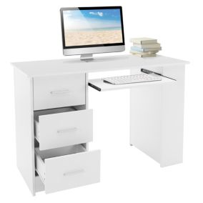 Bureau avec 3 étagères de rangement bureau pour PC blanc système 2 en 1 moderne