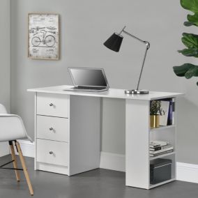 Bureau avec 3 tiroirs Lemberg 120 x 49 x 72 cm blanc en.casa