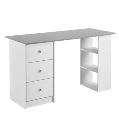 Bureau avec 3 Tiroirs Lemberg 120x49x72cm Blanc Gris Clair en.casa