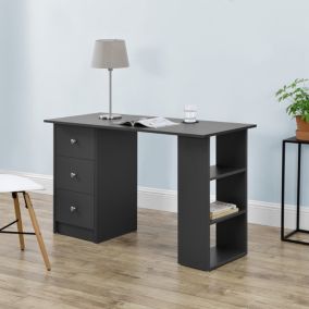 Bureau avec 3 Tiroirs Lemberg 120x49x72cm Gris Foncé en.casa