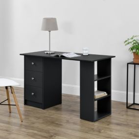 Bureau avec 3 Tiroirs Lemberg 120x49x72cm Noir en.casa