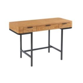 Bureau avec 3 tiroirs - MDF et métal - Naturel et noir - LISELA