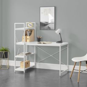 Bureau avec Etagères Stavanger 122 x 120 x 64 cm Blanc en.casa