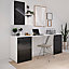 Bureau avec meubles suspendus blancs et anthracite brillant GoodHome Atomia L. 260 cm