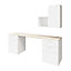 Bureau avec meubles suspendus blancs et effet chêne GoodHome Atomia L. 260 cm