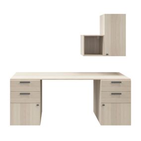 Bureau avec meubles suspendus effet chêne GoodHome Atomia L. 260 cm