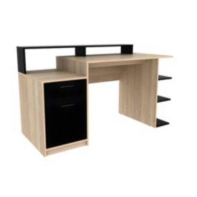 Bureau avec rangements ZACHARIE - Coloris : chêne et noir