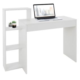 Bureau avec étagère bureau d'ordinateur blanc table PC système 2en1 moderne