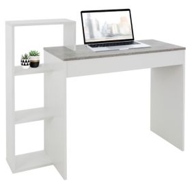 Bureau avec étagères bureau PC blanc avec plateau gris système 2en1 moderne