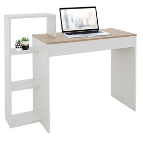 Bureau avec étagères bureau pour PC blanc/chêne Sonoma système 2 en 1 moderne