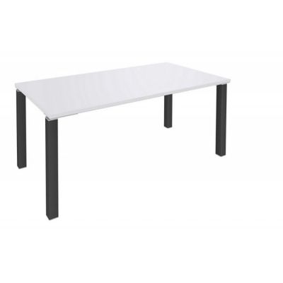 Bureau Blanc 80 cm 4 Pieds Métal Carrés Carbone - L 80 x l 80 x H 72.5 cm