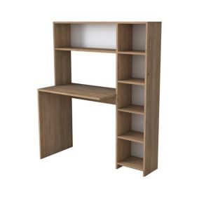 Bureau Callidora, Pupitre polyvalent, Table de bureau pour PC, Plan de travail, 113x40h142 cm, Chêne