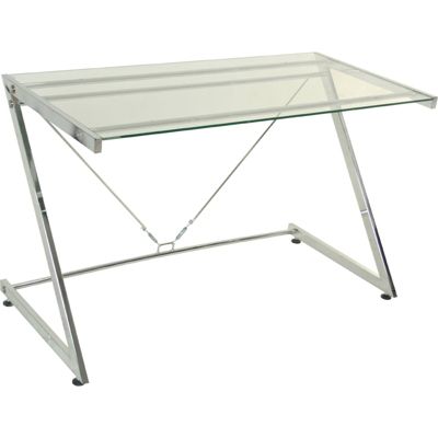 Bureau chic en métal avec plateaux en verre élégant 124 x 60 x 76 cm Verre clair avec structure métallique argentée