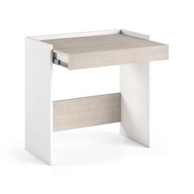 Bureau Clématide, Bureau moderne avec tiroir, Table d'étude ou de bureau pour support de livre PC, 80x40h79 cm, Blanc et Chêne