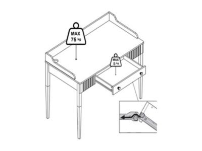 Bureau console avec 1 tiroir - MDF - Noir mat - RENEVI