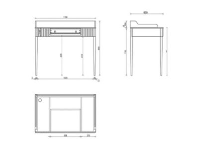 Bureau console avec 1 tiroir - MDF - Noir mat - RENEVI