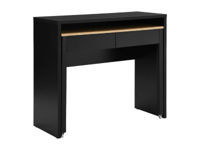 Bureau console extensible avec 2 tiroirs - Noir et naturel - LOAVIA ...