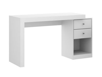 Bureau d'angle - 2 tiroirs et 2 portes - Coloris : Blanc - EVAN