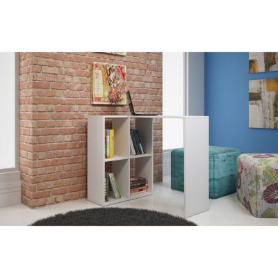 Bureau d'Angle et Rayonnage Blanc L 90 H 77 P 58.8 cm - L 90 x l 58.8 x H 77 cm