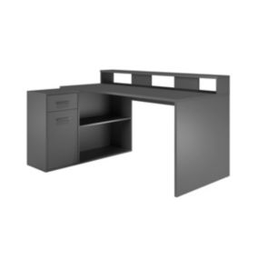 Bureau d angle, option drte-gche - Mélaminé - Gris - 160 - 92 - 115 cm