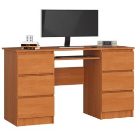 Bureau d'ordinateur AKORD A11 Aulne 135 cm 6 tiroirs façade Aulne 135x50x77 cm