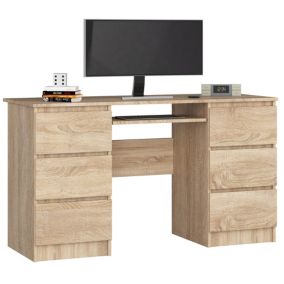 Bureau d'ordinateur AKORD A11 Chêne Sonoma 135 cm 6 tiroirs façade Chêne Sonoma 135x50x77 cm