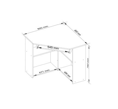 Bureau d'ordinateur AKORD d'angle TED Blanc 80 cm façade Blanche 5 étagères 80x80x74 cm