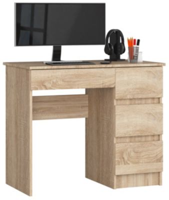 Bureau d'ordinateur AKORD droit A7 Chêne Sonoma 90 cm 4 tiroirs façade Chêne Sonoma 90x50x77 cm