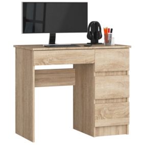 Bureau d'ordinateur AKORD droit A7 Chêne Sonoma 90 cm 4 tiroirs façade Chêne Sonoma 90x50x77 cm