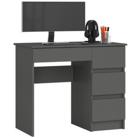 Bureau d'ordinateur AKORD droit A7 Gris Graphite 90 cm 4 tiroirs façade Gris Graphite 90x50x77 cm