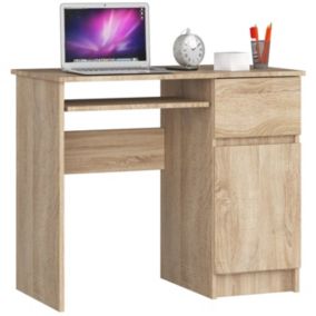 Bureau d'ordinateur AKORD droit PIKSEL Chêne Sonoma 90 cm 1 porte 1 tiroir façade Chêne Sonoma 3 étagères 90x50x77 cm