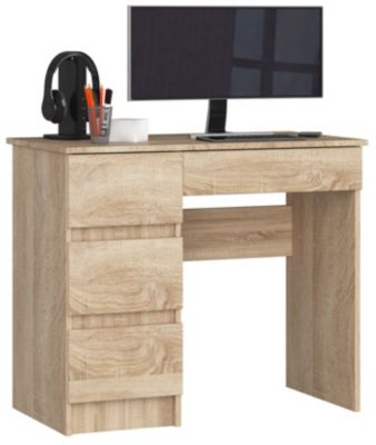 Bureau d'ordinateur AKORD gauche A7 Chêne Sonoma 90 cm 4 tiroirs façade Chêne Sonoma 90x50x77 cm