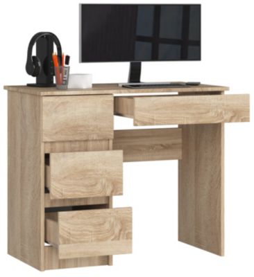 Bureau d'ordinateur AKORD gauche A7 Chêne Sonoma 90 cm 4 tiroirs façade Chêne Sonoma 90x50x77 cm